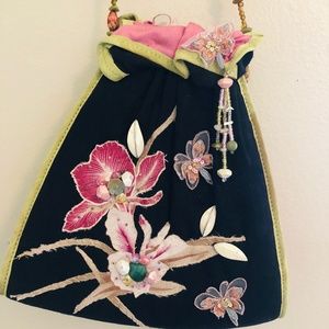 Mary Frances Vintage Black Appliqué Bag
